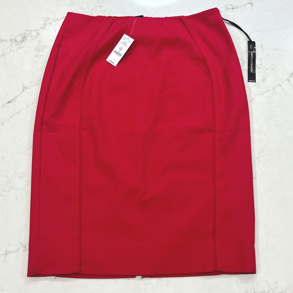 White House Black Market WHBM Perfect Form Pencil Skirt Womens 8 Red Stretch